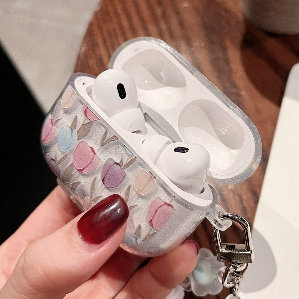 Apple Airpods Pro 2nd Gen (2022) Plastic Case - Transparent - Tulips