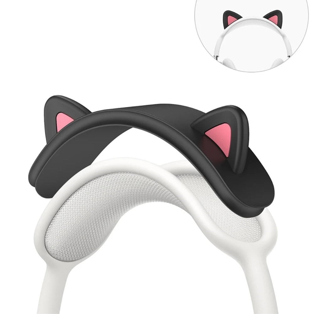 Airpods Max Headset Cat Ears Silicone Cover - Black / Pink