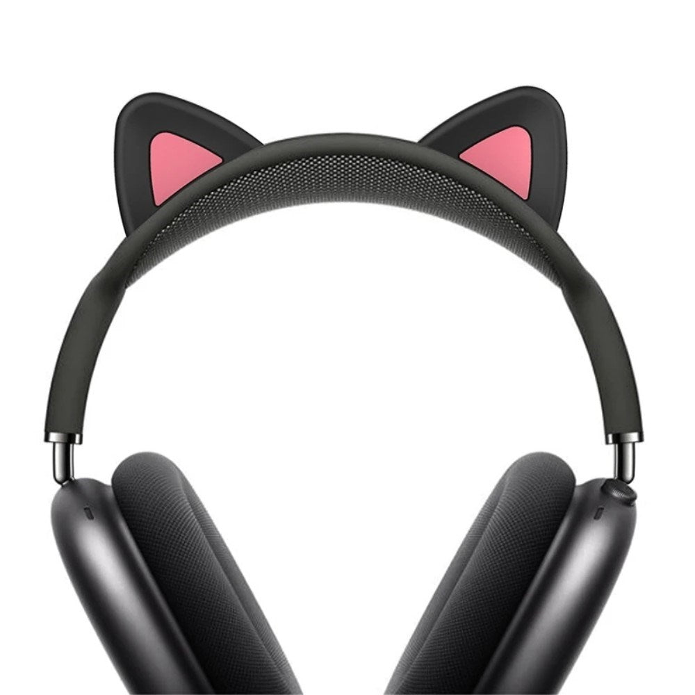 Airpods Max Headset Cat Ears Silicone Cover - Black / Pink