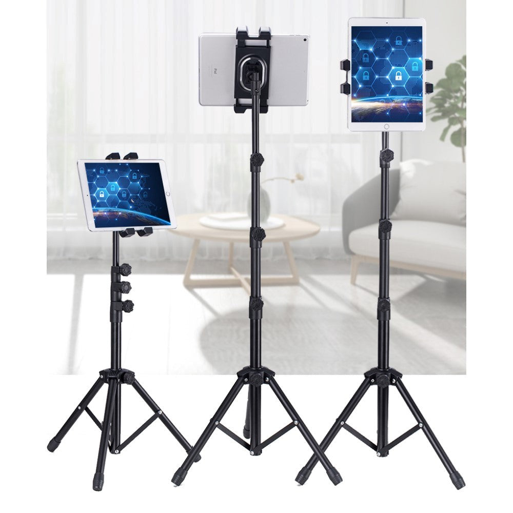 Tripod Phone Stand In Metal w. 360° Rotation & Bag - Black