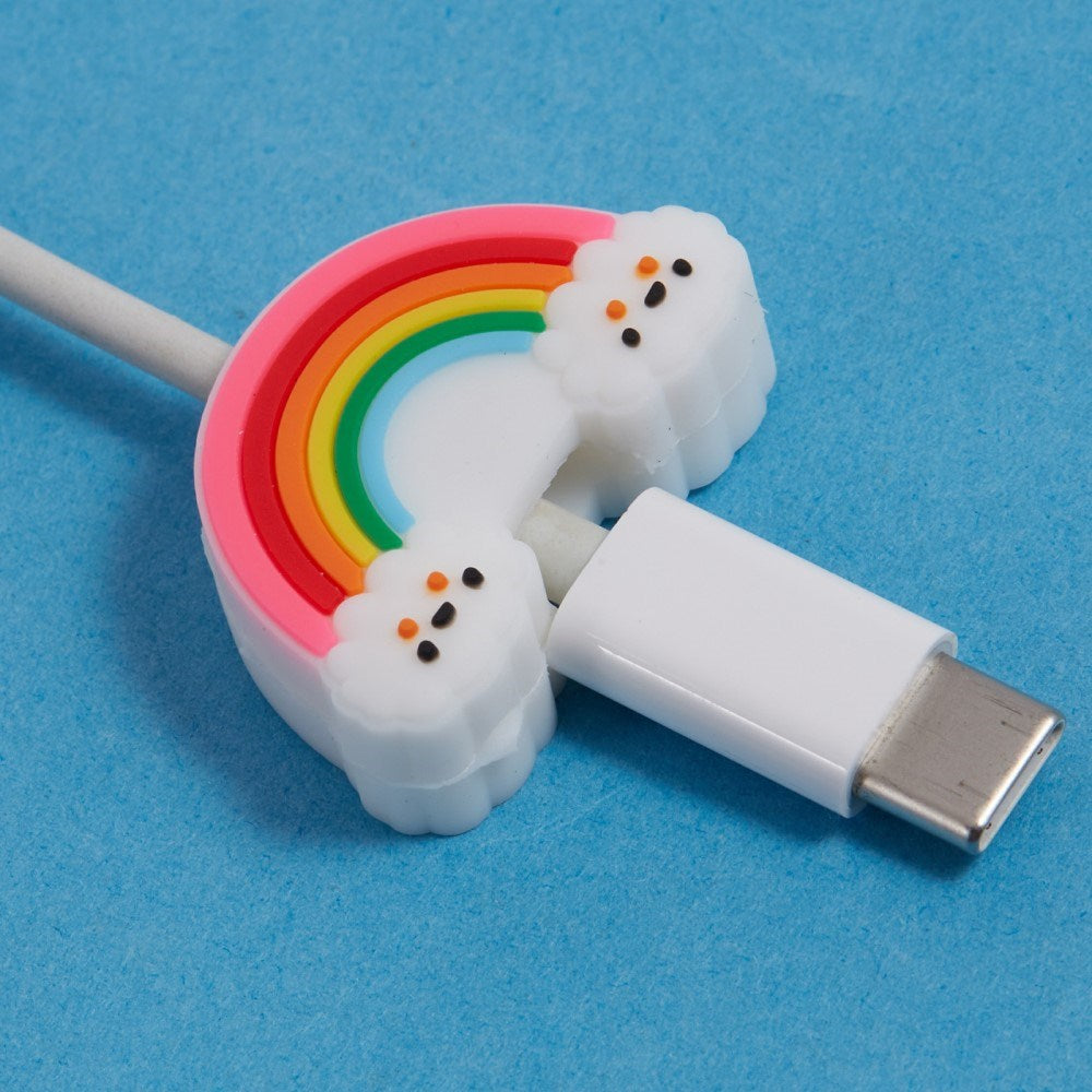 Cable Protector for USB-C Cable - Colorful Rainbow