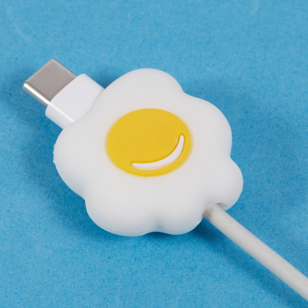 Cable Protector for USB-C Cable - Fried Egg