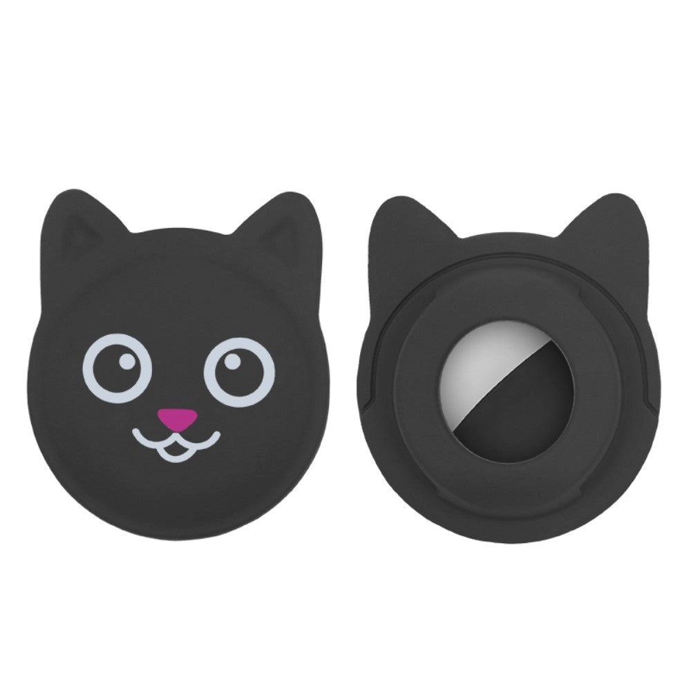 AirTag Plastic Case with Cat Face - Black