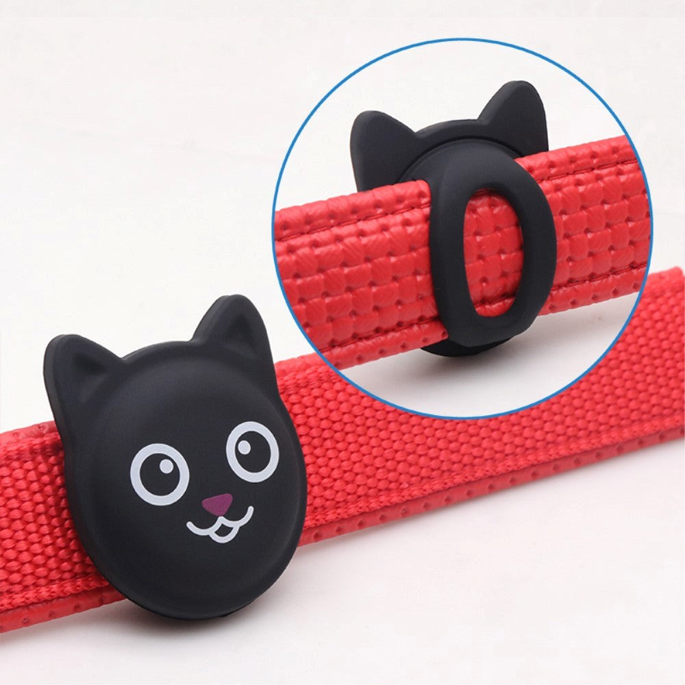 AirTag Plastic Case with Cat Face - Black