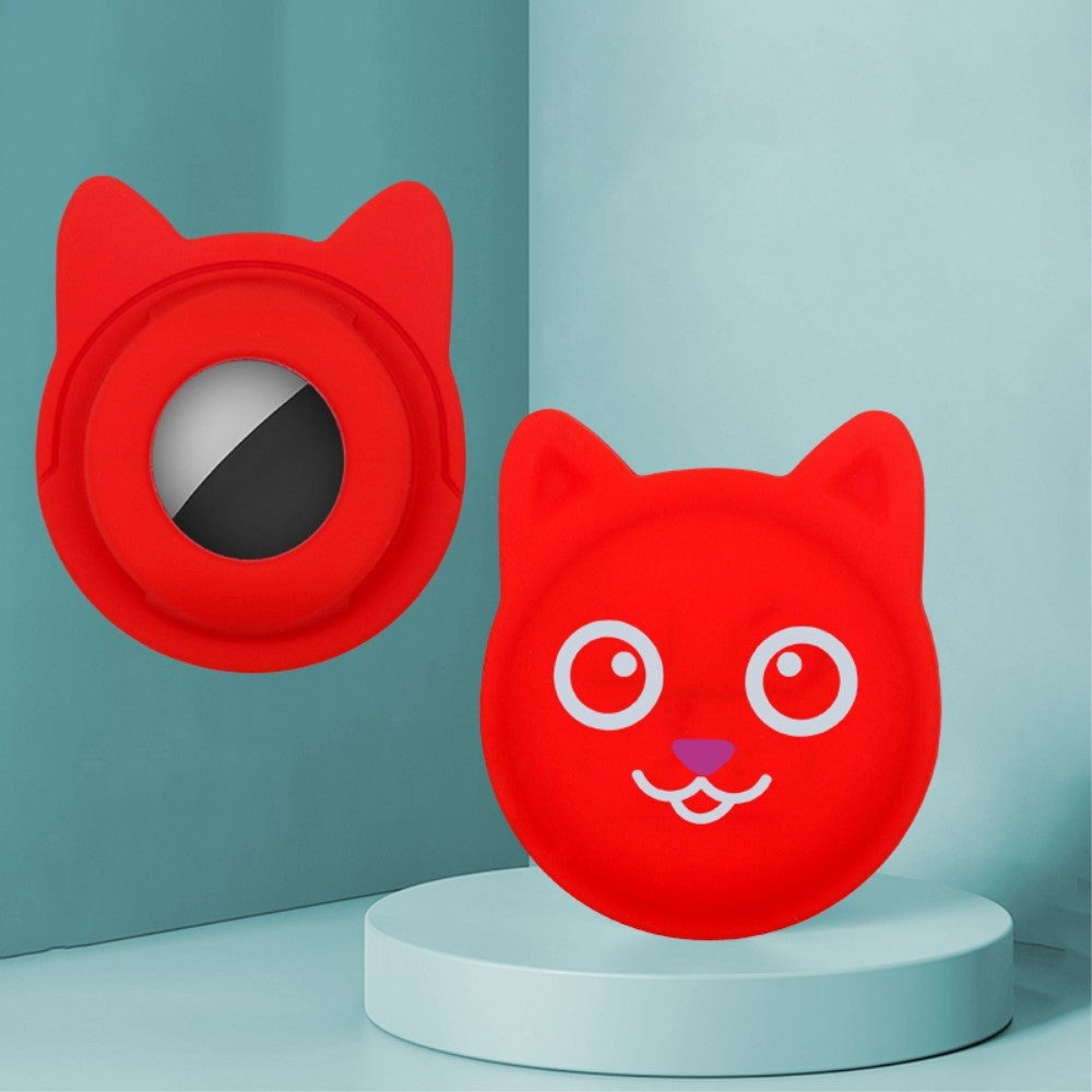 AirTag Plastic Case with Cat Face - Green