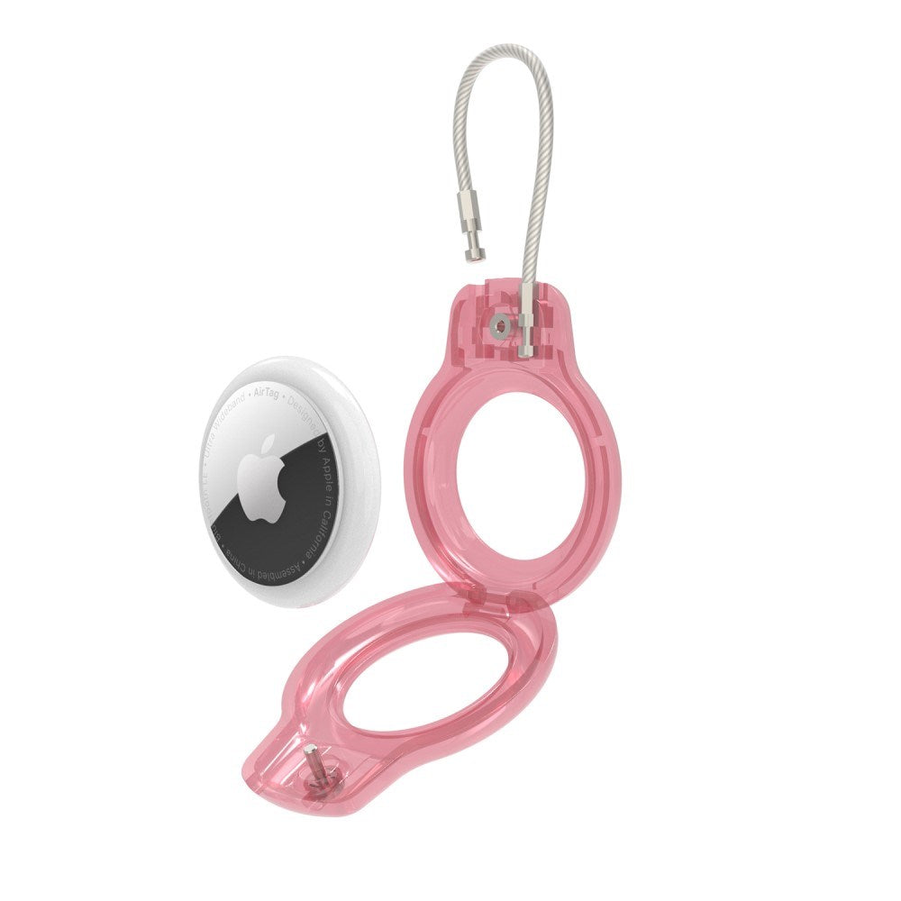 Hard Plastic AirTag Case with Wire - Pink