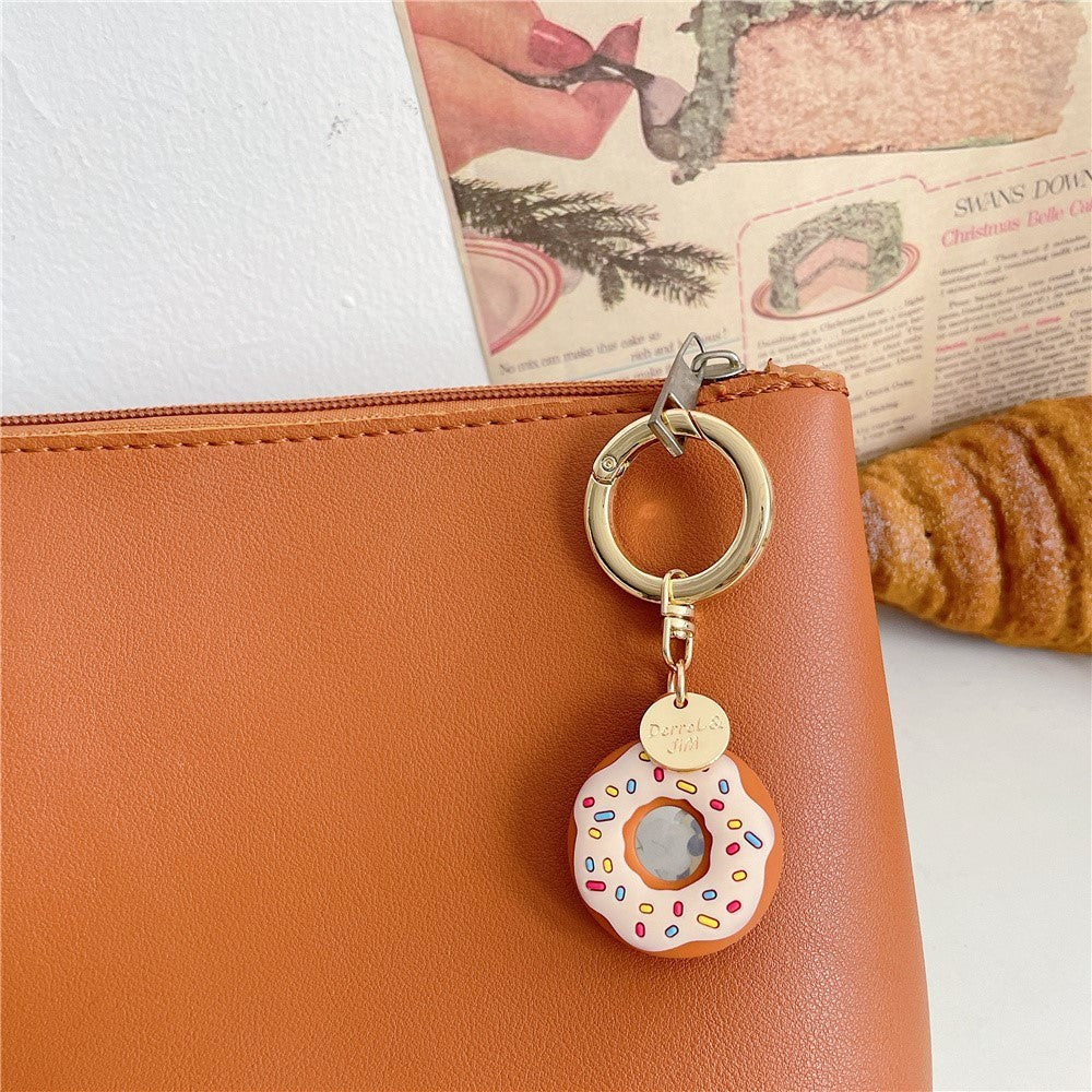 AirTag Silicone Case with Round Carabiner - Donut - Pink