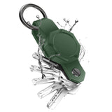 AirTag Silicone Case w. Round Carabiner & Key Storage - Green