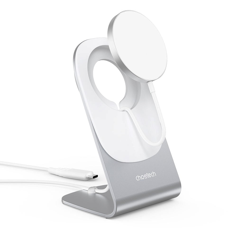 Choetech MagLeap Magnetic Wireless Charger 15W with Stand - MagSafe Compatible- White / Silver