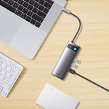 Baseus 7-in-1 USB-C Multiport Hub - 3 x USB-A 1 x USB-C 1 x HDMI 1 x VGA 1 x RJ45 - Grey