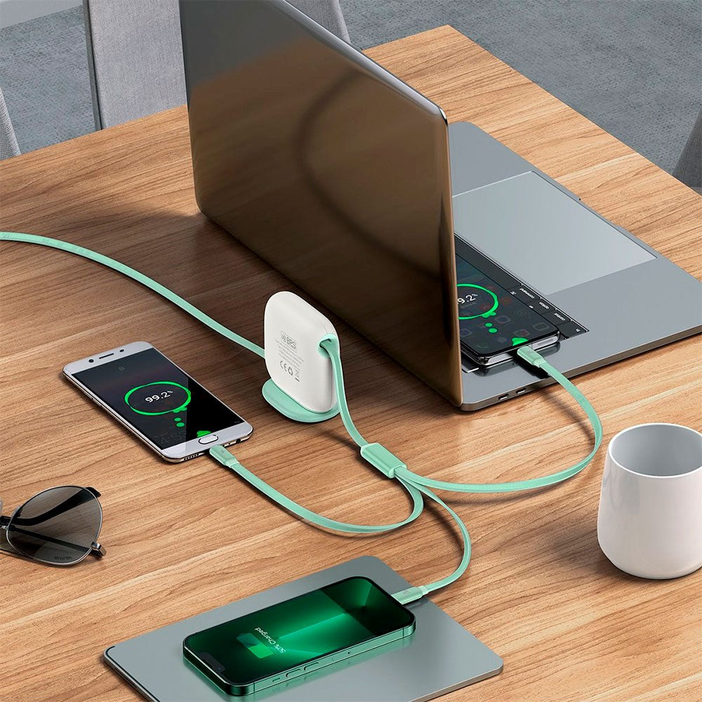 3-in-1 Multi Cable Baseus USB-C to USB-C, Micro USB and Lightning - Green