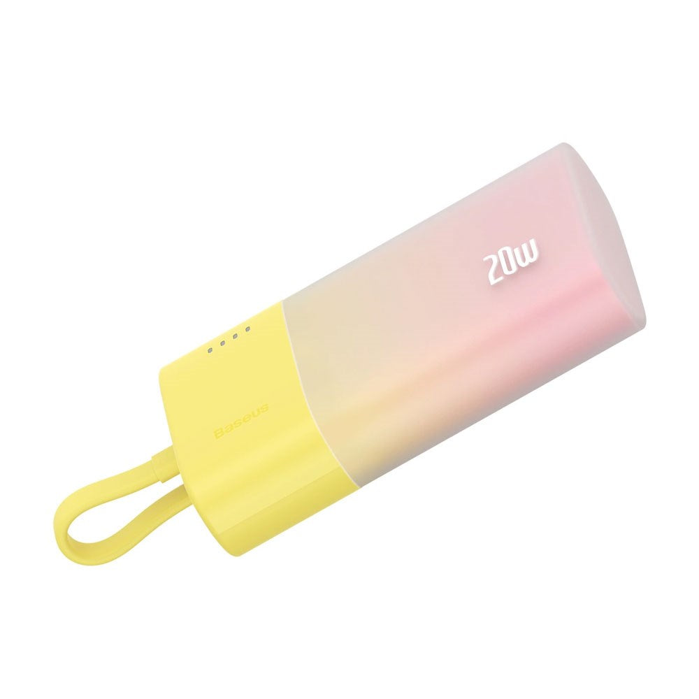 Baseus Popsicle 5200mAh Powerbank 20W with Built-in Lightning Cable - Pink / Yellow