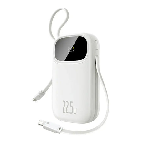 Baseus EnerFill 10,000mAh Powerbank 22.5W with Built-in USB-C & Lightning Cable - White