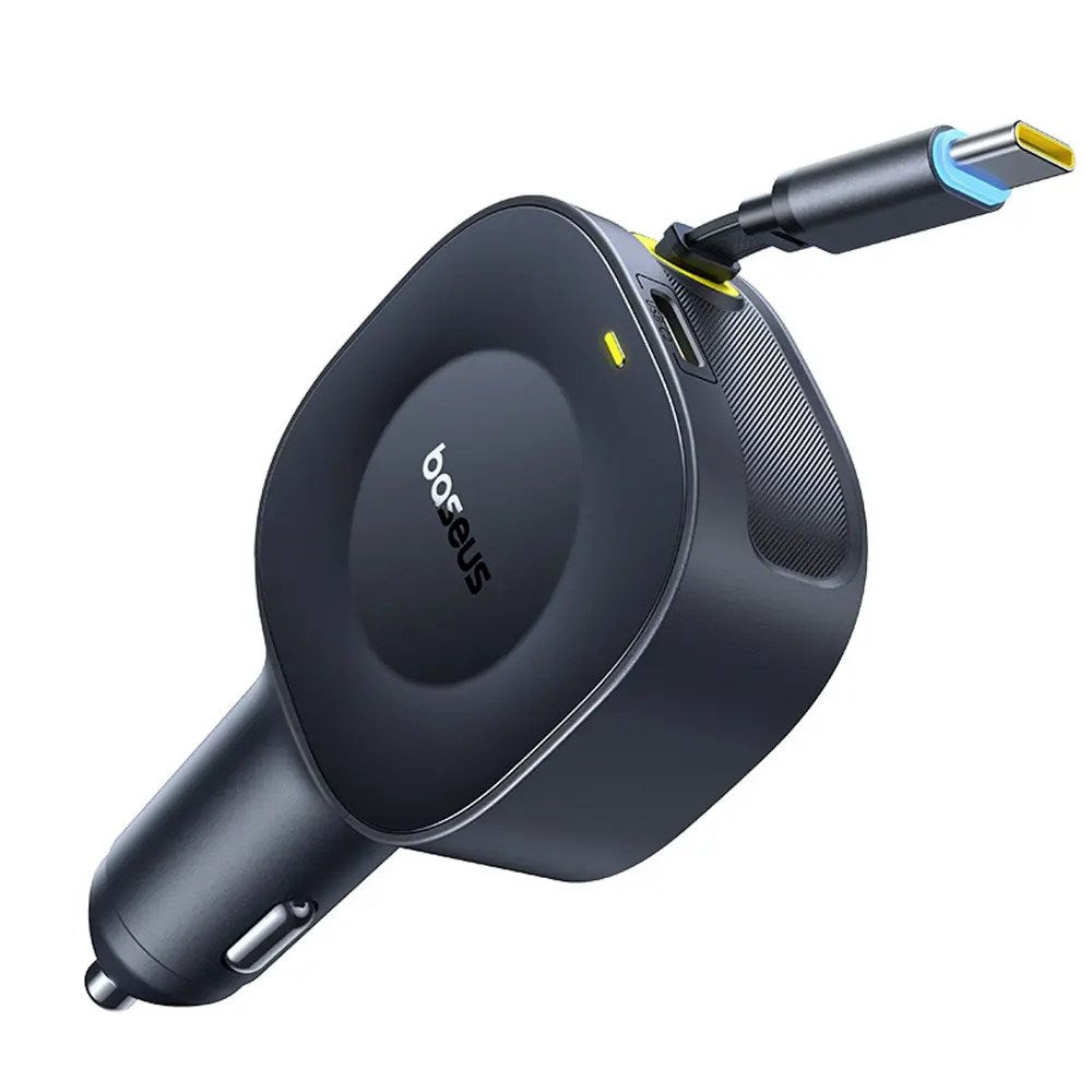 Baseus PrimeTrip VR2 30W Car Charger with Built-in USB-C Cable & USB-C Plug - Black