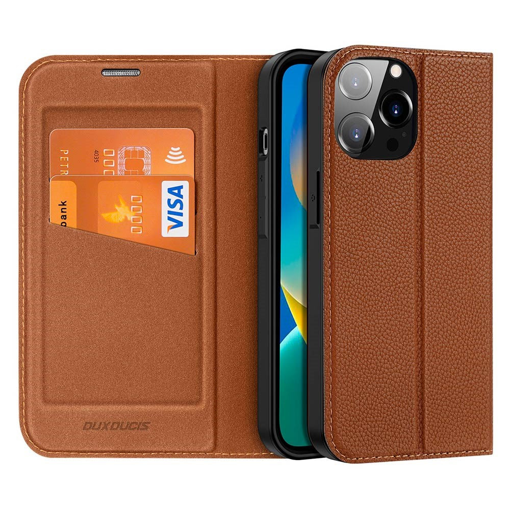 DUX DUCIS iPhone 14 Pro Skin X2 Premium Wallet Case - Brown