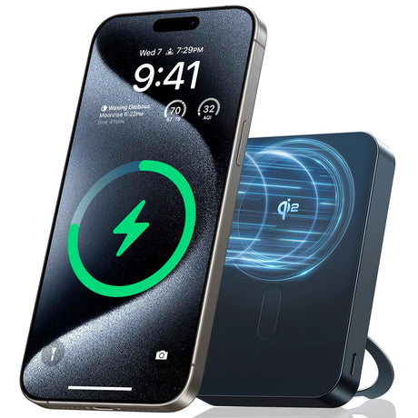 TORRAS Magnetic 15W Power Bank 10,000mAh with Kickstand - Black