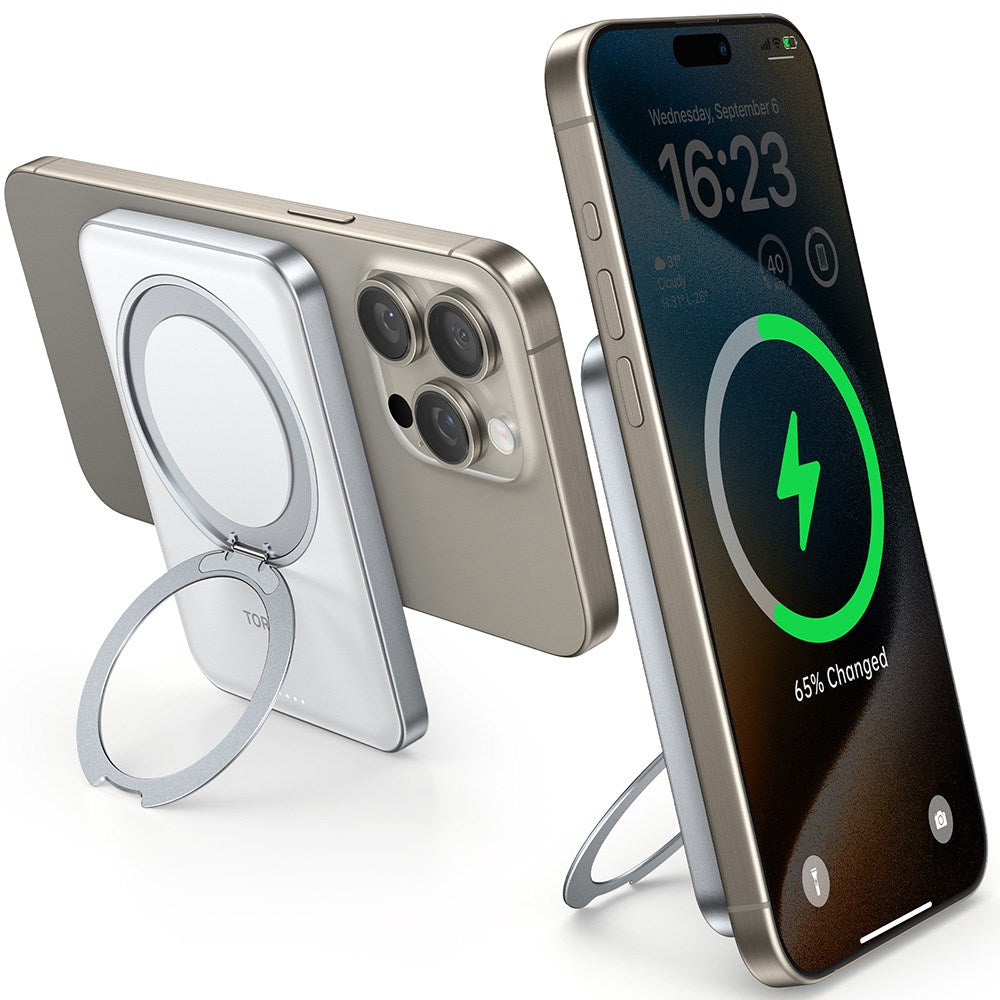 TORRAS Magnetic 15W Power Bank 5,000mAh with Kickstand - White
