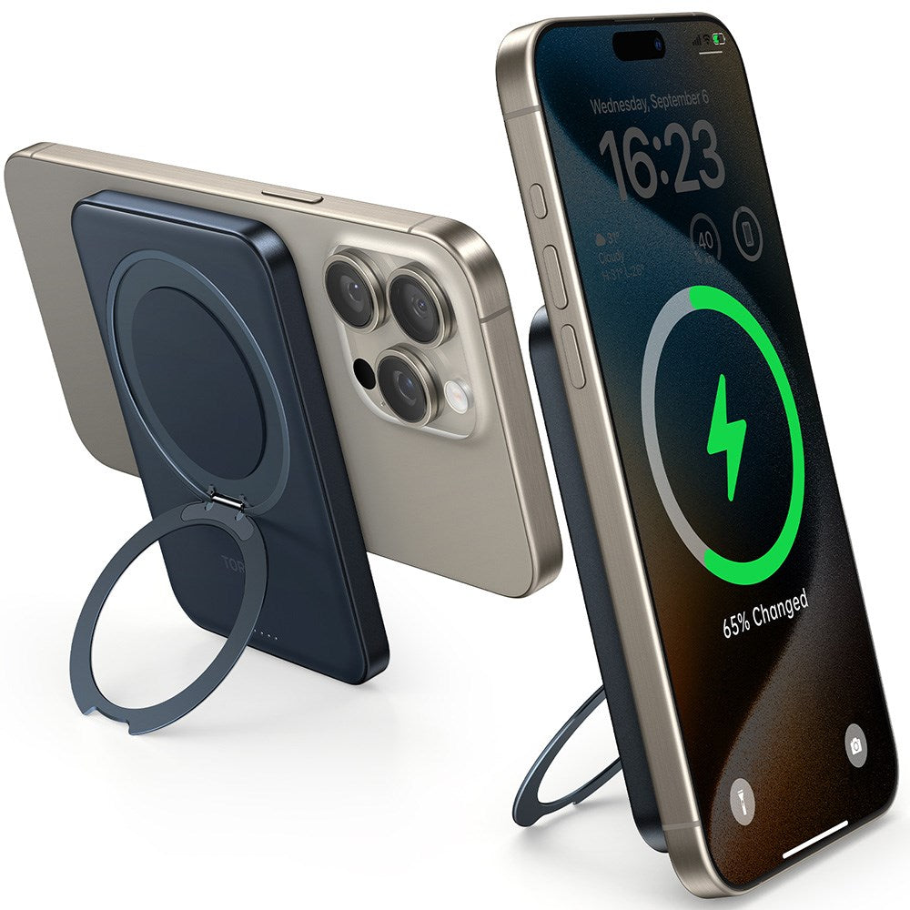 TORRAS Magnetic 15W Power Bank 5,000mAh with Kickstand - Black