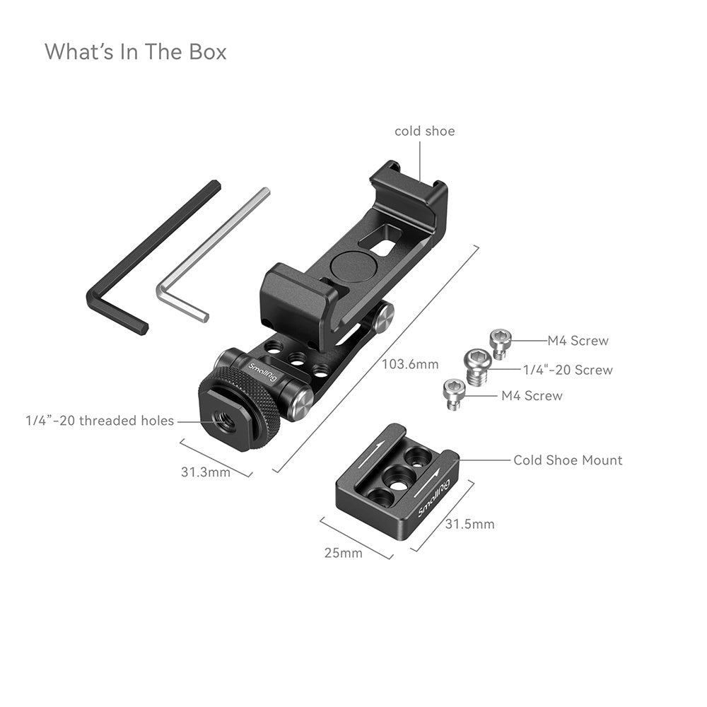 SmallRig 4301 Rotatable Mobile Holder with Cold Shoe Mount - Compatible with DJI Gimbals (57-88mm) - Black