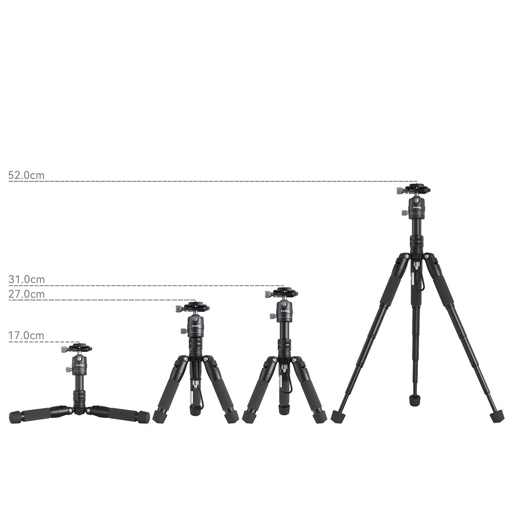 SmallRig 4289 Aluminum Mini Tripod VT-20 w. Mobile Holder & Adjustable Legs - Black