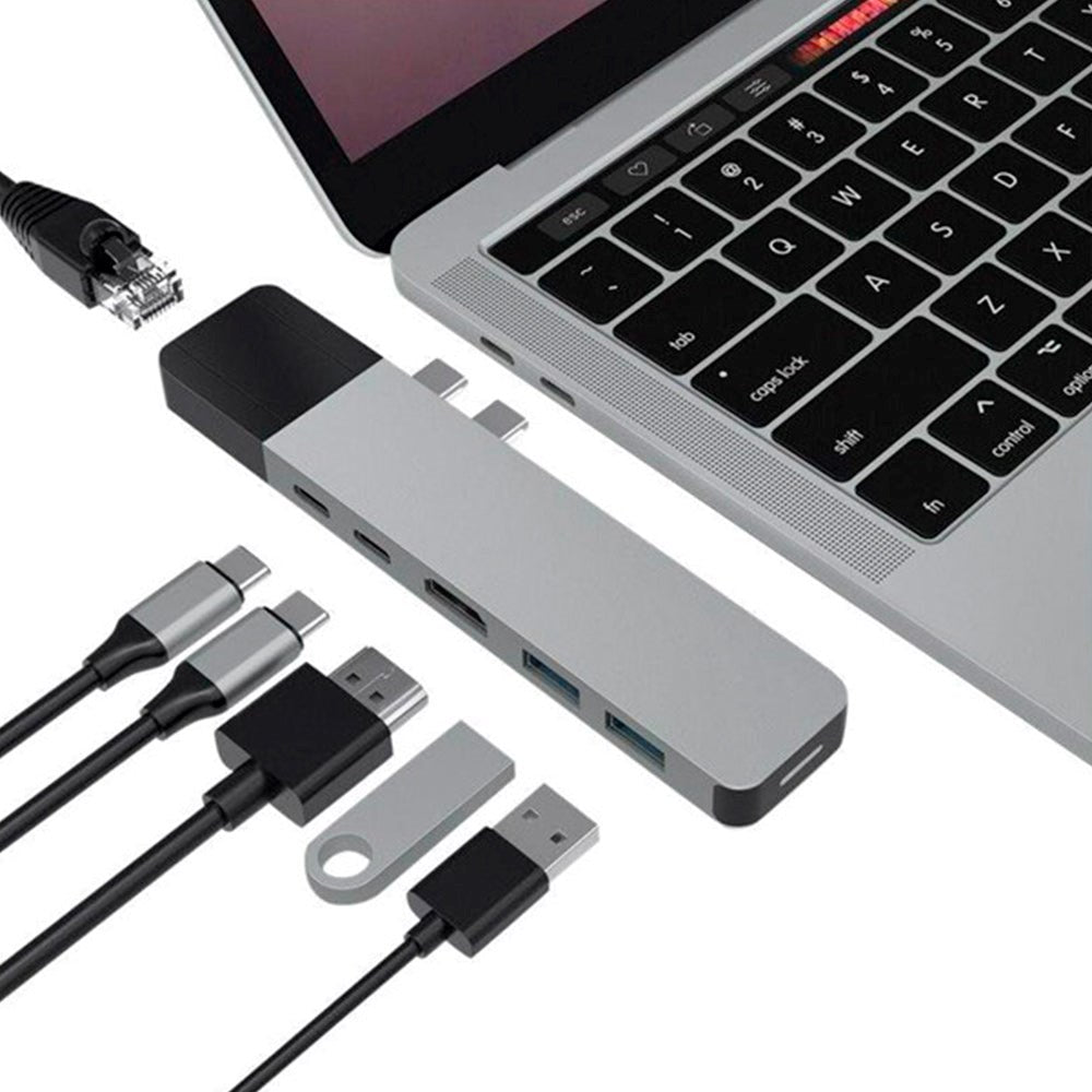 Hyperdrive Net USB-C Multi Adapter 6-in-2 - Grey