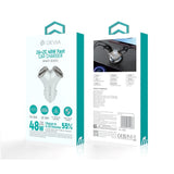 Devia Y-Shaped Car Charger 48W 2 x USB-C 2 x USB-A - Silver
