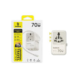 Baseus EnerCore 70W 6-in-1 Travel Adapter with Retractable USB-C Cable - White