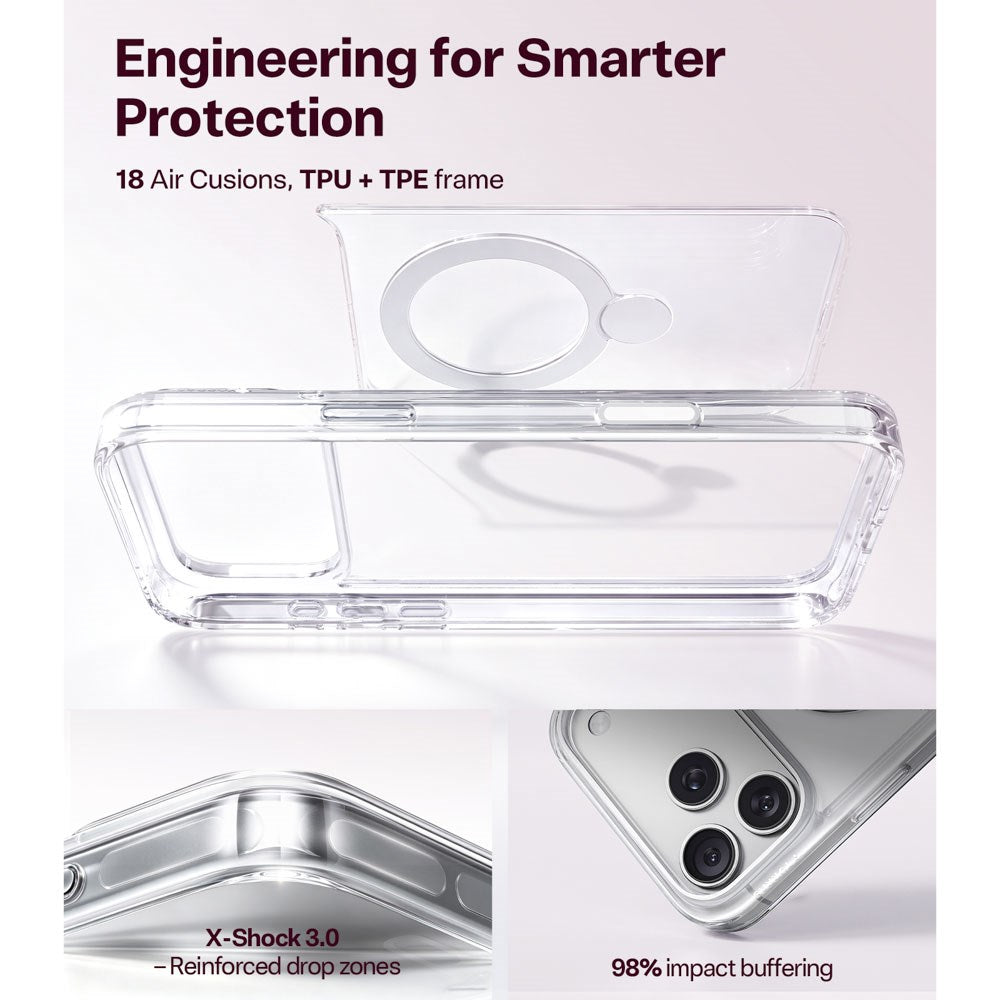 iPhone 18 Pro / 17 Pro TORRAS Ostand Q3 Spin Case - MagSafe Compatible - Transparent
