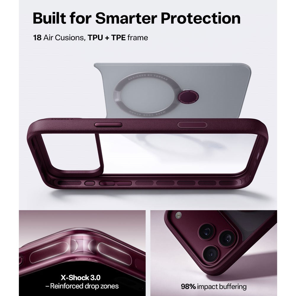 iPhone 18 Pro / 17 Pro TORRAS Ostand Q3 Spin Case - MagSafe Compatible - Purple