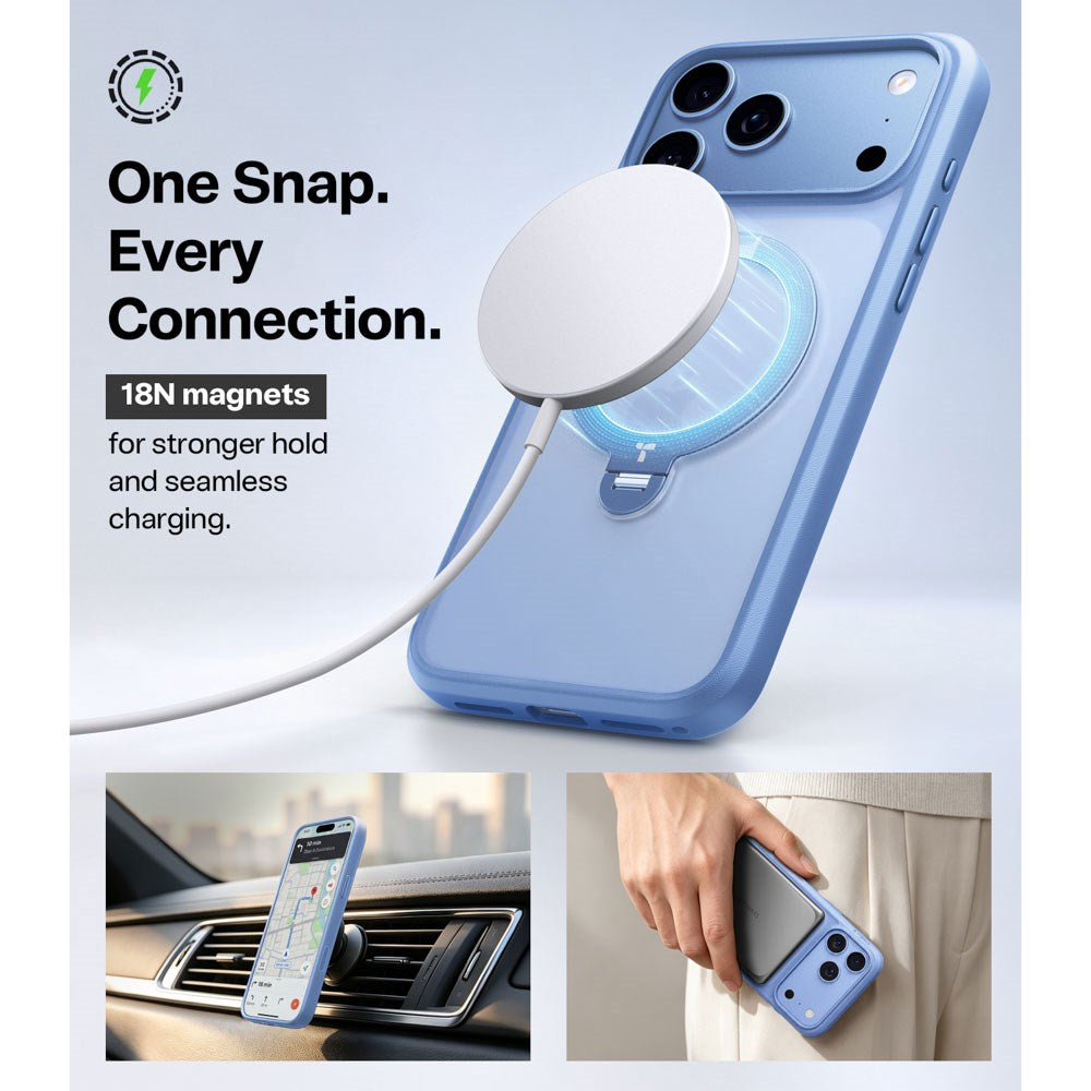 iPhone 18 Pro / 17 Pro TORRAS Ostand Q3 Spin Case - MagSafe Compatible - Blue