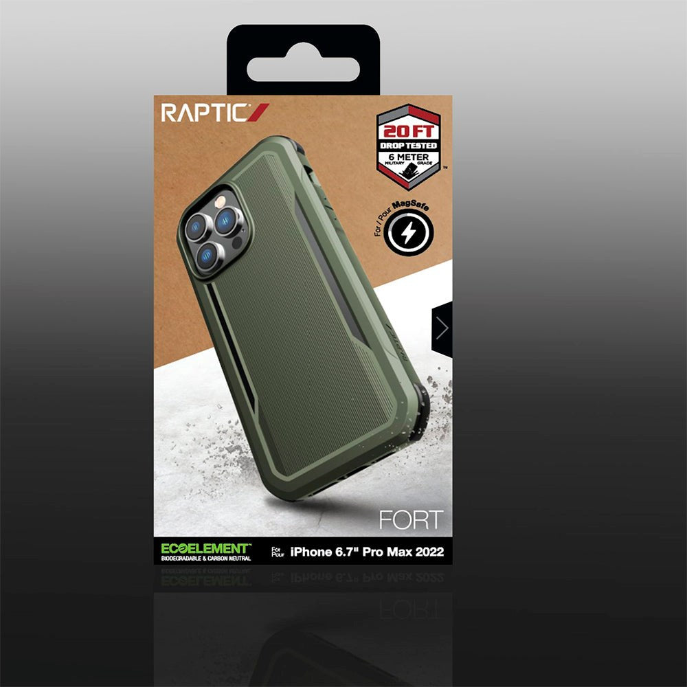 iPhone 14 Pro Max Raptic Fort Series Craftsman Case - MagSafe Compatible - Green