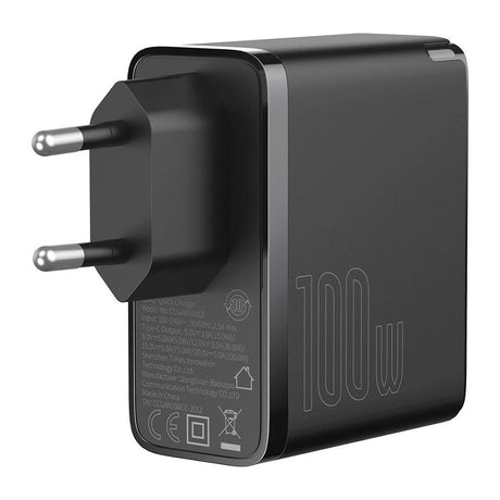 Baseus GaN² Fast Charger USB-C Wall Charger 100W w. USB-C Cable 1.5 Meter - Black