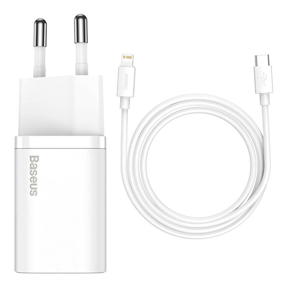 Baseus Super Si 20W Wall Charger USB-C Quick Charge with Lightning Cable - White