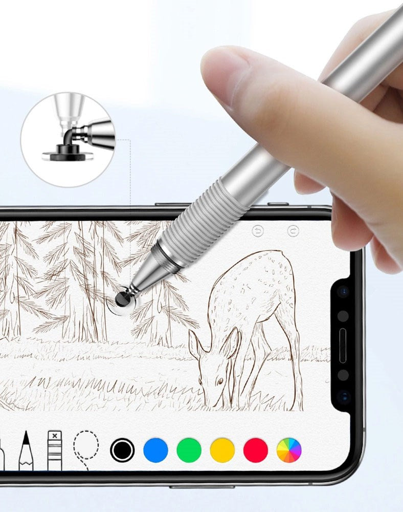 Baseus Double-Sided Stylus Pen for Mobile / Tablet with Ballpoint Pen - Silver