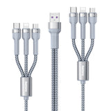 Remax RC-124 Jany Series 12W 6-in-1 Multi-cable USB-A To 2 x USB-C / Micro USB / Lightning 2m - Silver