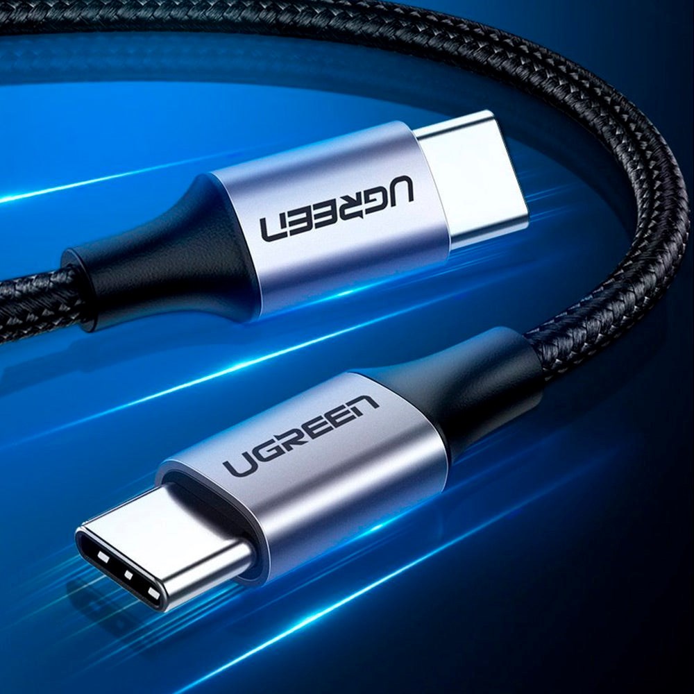 Ugreen 1m USB-C to USB-C Braided Nylon Cable 60W - Black / Grey