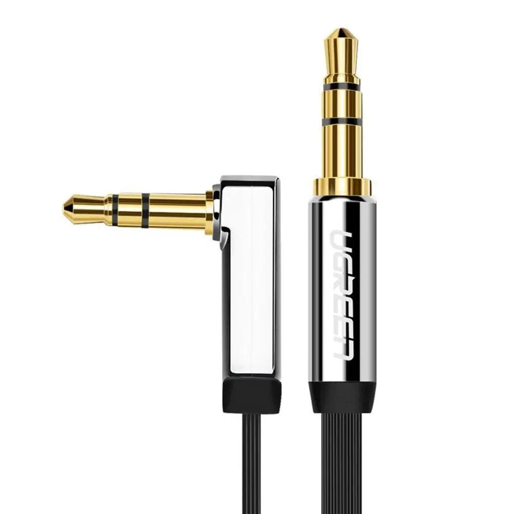 UGREEN Angled 3.5mm Mini Jack Audio Cable - 1m - Black / Silver