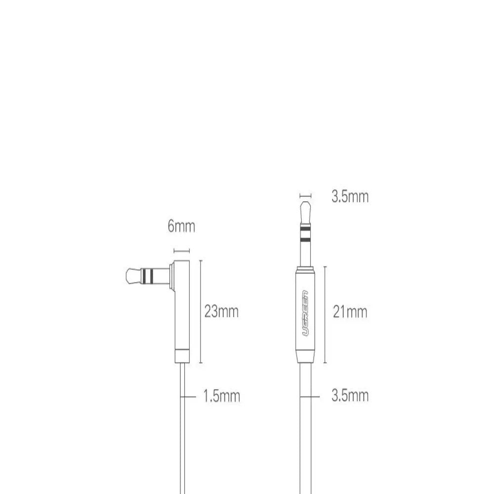 UGREEN Angled 3.5mm Mini Jack Audio Cable - 2m - Black / Silver