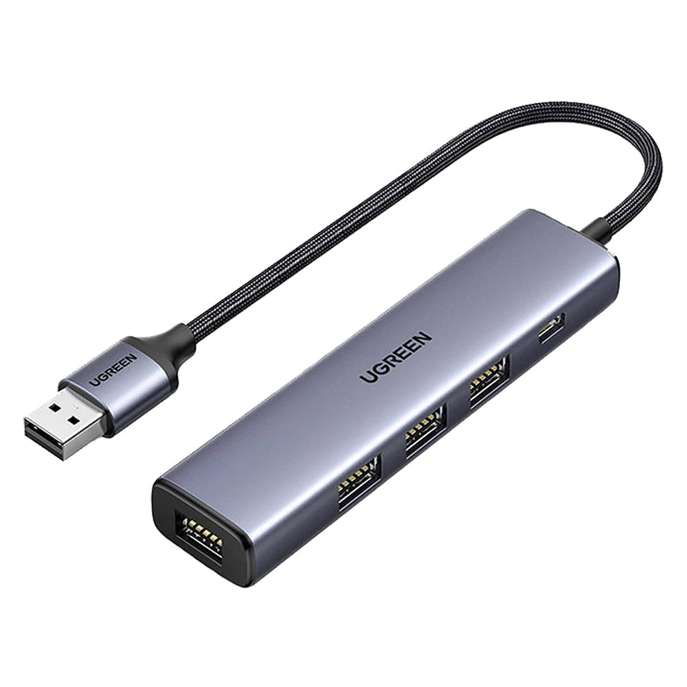 UGREEN 5-in-1 USB-A Adapter - 4 x USB3.0 + 1 x USB-C Input - Grey