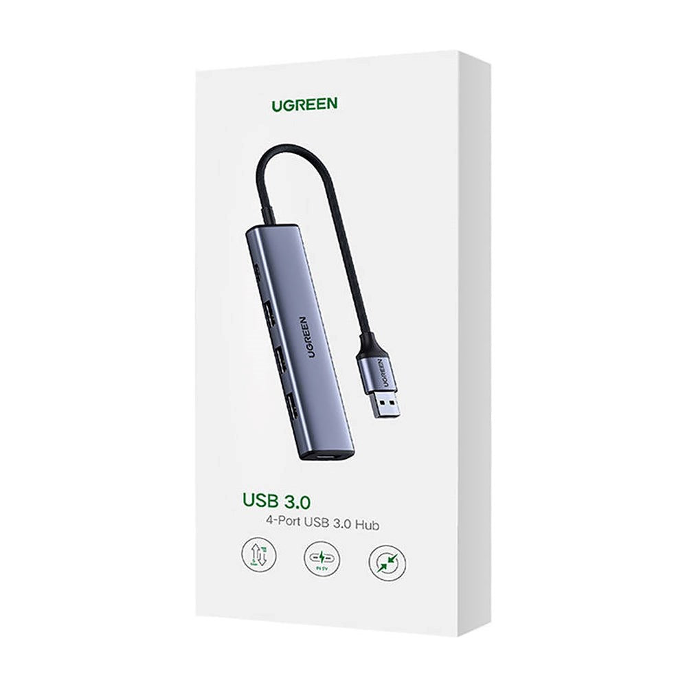 UGREEN 5-in-1 USB-A Adapter - 4 x USB3.0 + 1 x USB-C Input - Grey