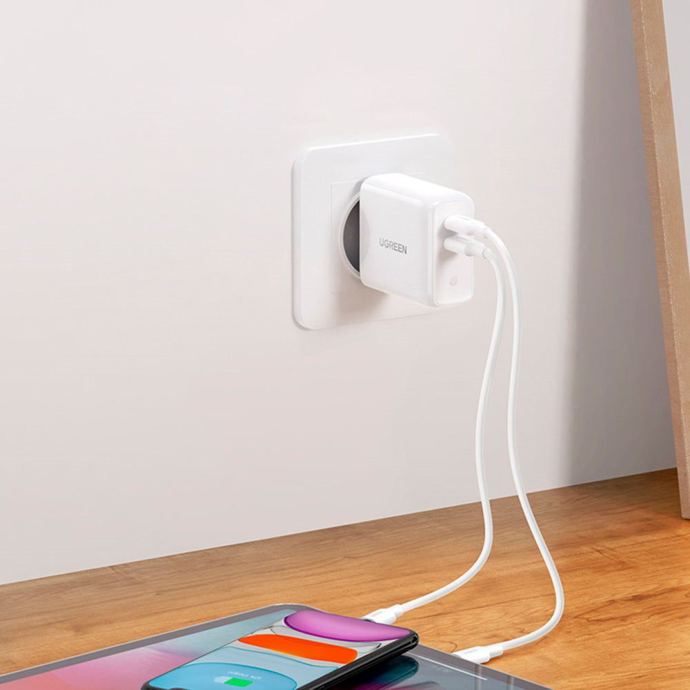 Ugreen 36W PD USB-C Fast Wall Charger w. 2 x USB-C - White