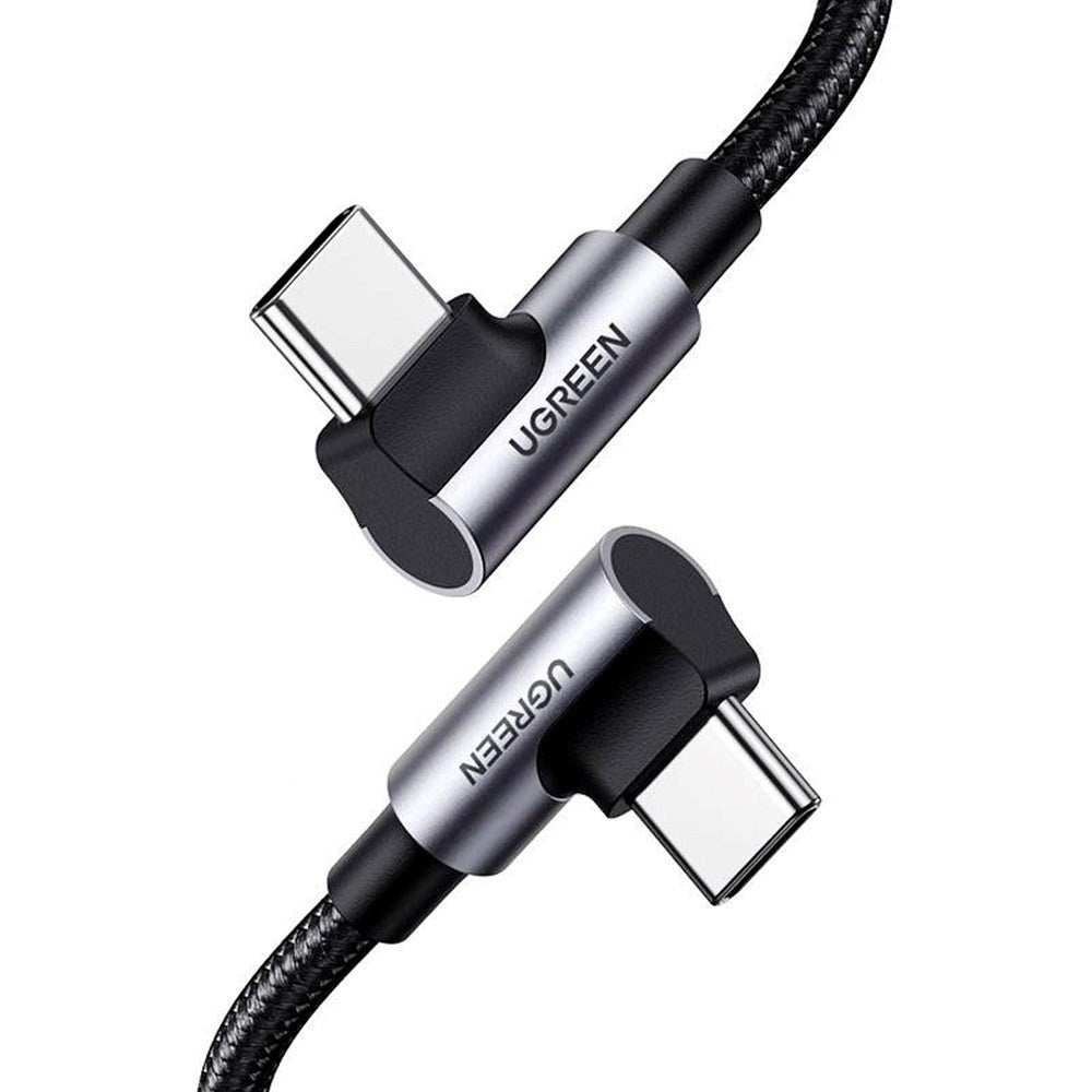 Ugreen PD 1m Angled USB-C to USB-C Braided Nylon Cable 100W - Black / Gray