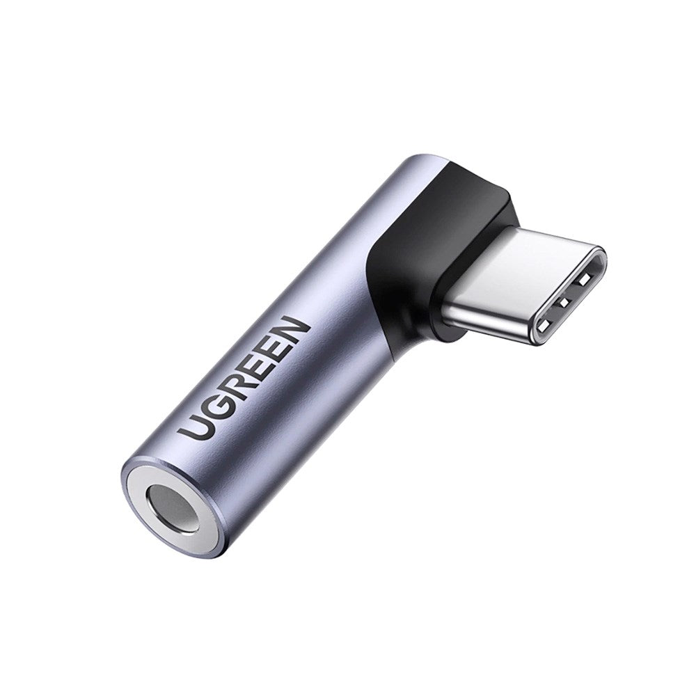 Ugreen AV154 Angled USB-C to Mini Jack Adapter - 3.5mm - Grey