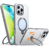 TORRAS iPhone 16 Pro Max Hybrid Plastic Case with Stand Function - MagSafe Compatible - Grey