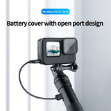TELESIN GoPro Hero 9 / 10 / 11 / 12 / 13 Battery Cover with Cable Cutout - Black