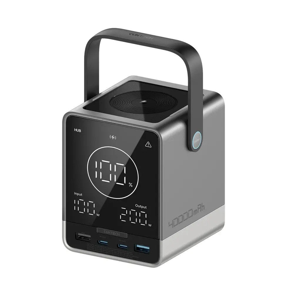CUKTECH 300W PowerBank w. Wireless Charging - 2x USB-C & 2x USB-A - 40.000 mAh - Black