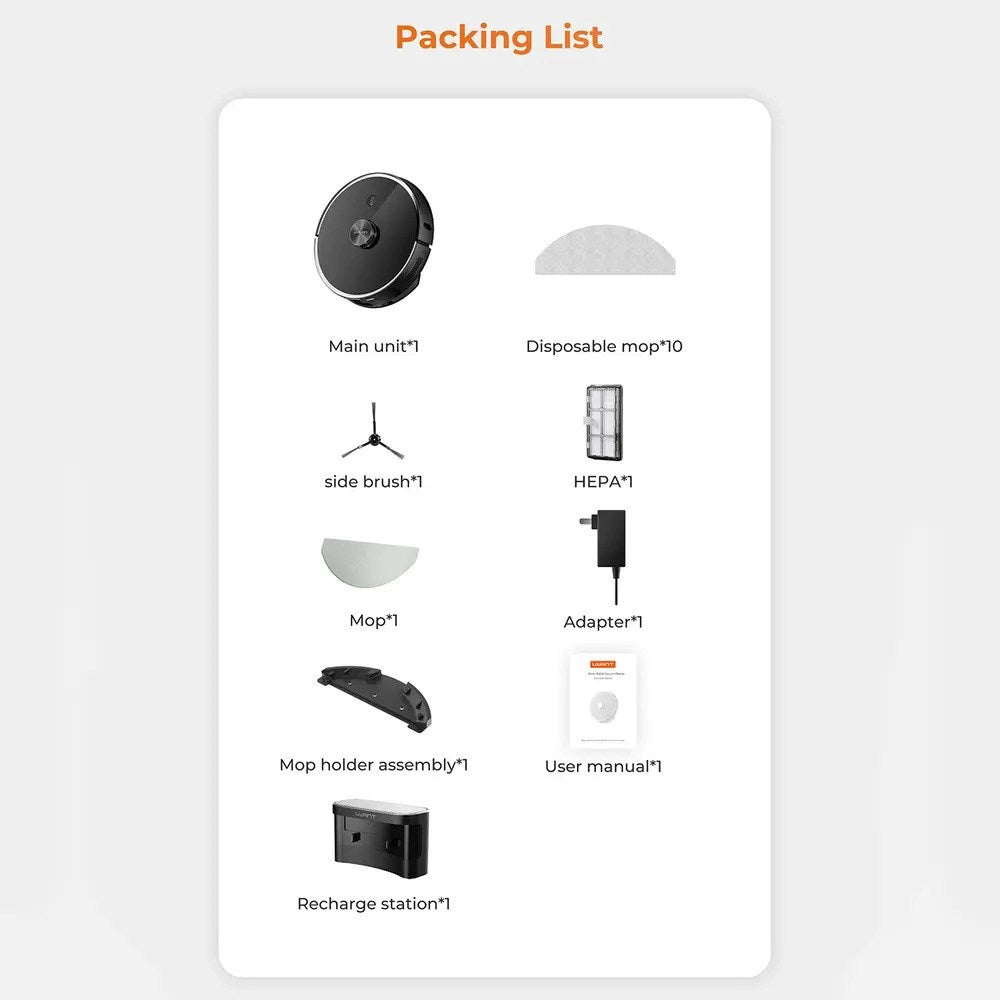UWANT U100 Lite Robot Vacuum Cleaner w. Charging Station - Grey