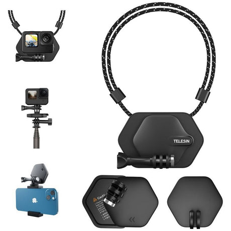 TELESIN Hidden Magnetic Holder for Action Camera - incl. Reusable Sticker - Black