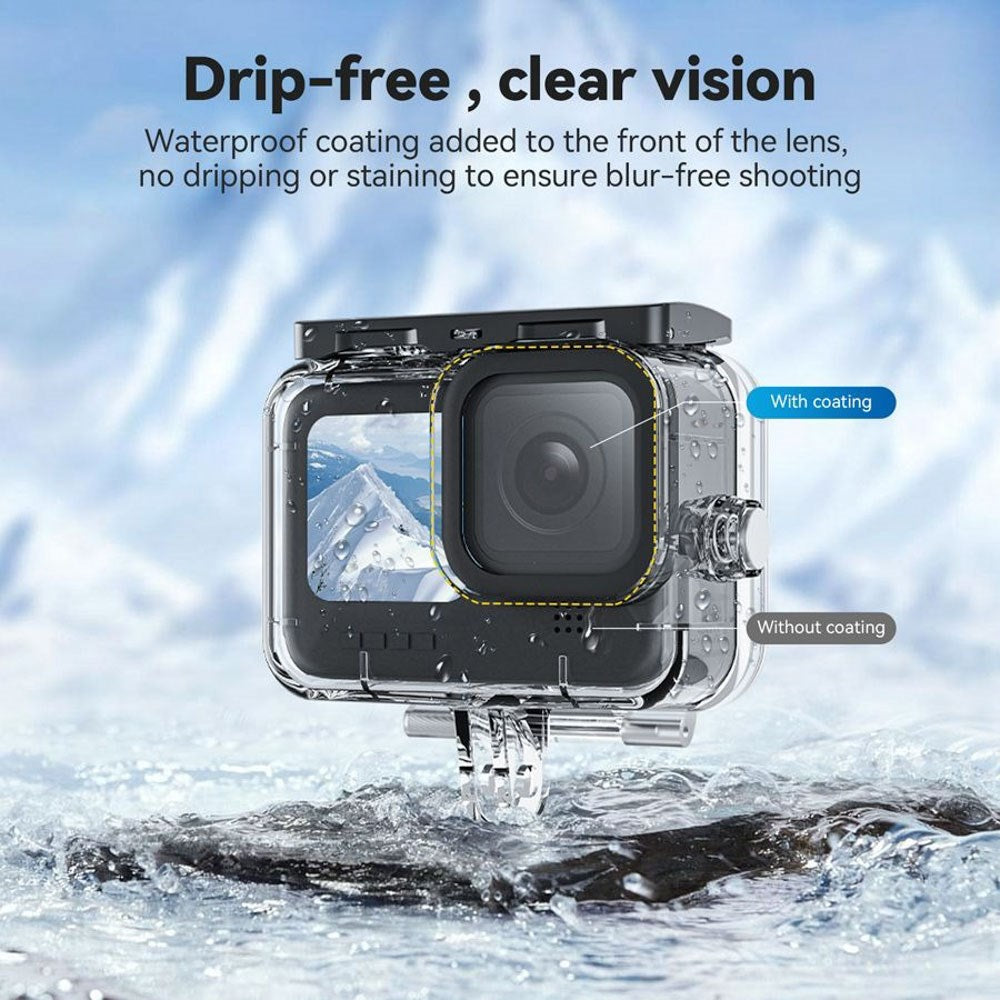 TELESIN Waterproof Case for GoPro Hero 9 / 10 / 11 / 12 / 13 - incl. Anti-Moisture Filter - Transparent / Black