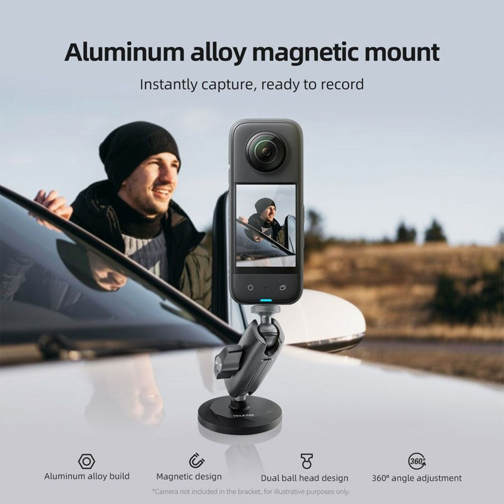 TELESIN Magnetic & Rotatable Mount for Action Camera - Black